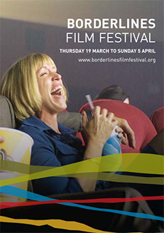 2009 brochure cover - woman with blonde bob in cinema seat laughing